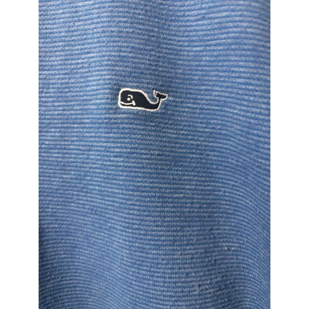 Vineyard Vines Men’s 1/4 Zip Long Sleeve Blue Stripe Cotton Sweater Med Preppy